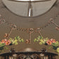 Brown Keys Roses Printed Silk Blouse Top