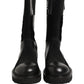 Black Patchwork Leather Mid Calf Boots Shoes