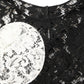 Black White Floral Lace Short Sleeve Blouse Top