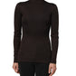 Brown Turtleneck Long Sleeves Blouse Top