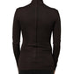 Brown Turtleneck Long Sleeves Blouse Top