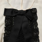 Beige Lace Trim Bow Short Sleeves Blouse Top