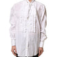 White Ruffled Bib Long Sleeves Blouse Top
