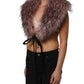 Pink Acrylic Faux Fur Knit Shrug Vest Top