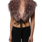 Pink Acrylic Faux Fur Knit Shrug Vest Top
