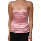 Pink Silk Satin Padded Bra Corset Style Top