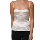 White Silk Satin Padded Bra Corset Style Top