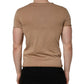 Brown Cotton Logo Patch Round Neck T-shirt