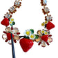 Gold Brass FRUIT Pendants Flowers Crystal Logo Necklace