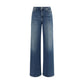 Blue Cotton Flared Jeans