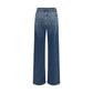 Blue Cotton Flared Jeans