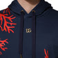 Blue Cotton Coral Logo Hooded Sweatshirt Sweater