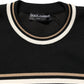 Black Leopard Wool Crew Neck Men Pullover Sweater