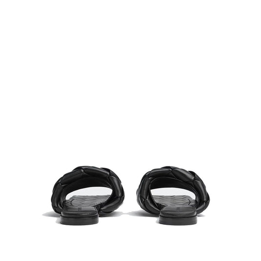 Black Lamb Leather Flat Sandals
