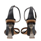 Black Leather Stiletto Heel Sandals