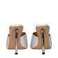 Gray Satin Stiletto Heel Sandals