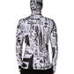 White Jersey Graffiti Print Balaclava Hood Sweater