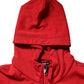 Red Embroidered Logo Hooded Full Zip Sweater