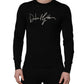 Black embroidered Logo Crew Neck Pullover Sweater
