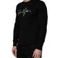 Black embroidered Logo Crew Neck Pullover Sweater