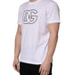 White DG Logo Print Short Sleeves Men T-shirt