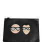 Black #DGFamily Embellished Leather Clutch Borse Bag
