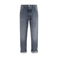 Gray Cotton Straight-Leg Jeans