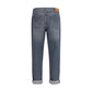 Gray Cotton Straight-Leg Jeans