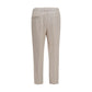 Beige Cotton Casual Pants