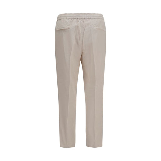 Beige Cotton Casual Pants