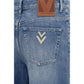 Blue Cotton Straight-Leg Jeans