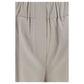 Beige Cotton Casual Pants