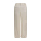 Beige Viscose Casual Pants