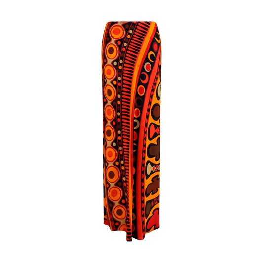 Orange Viscose Long Skirt