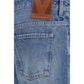 Blue Cotton Straight-Leg Jeans