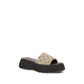 Beige Fabric Platform Sandals