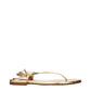 Gold Leather Flip-Flop Sandals