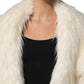 White Faux Fur Long Sleeves Coat Jacket