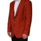 Red Cashmere Single Breasted Blazer Jacket