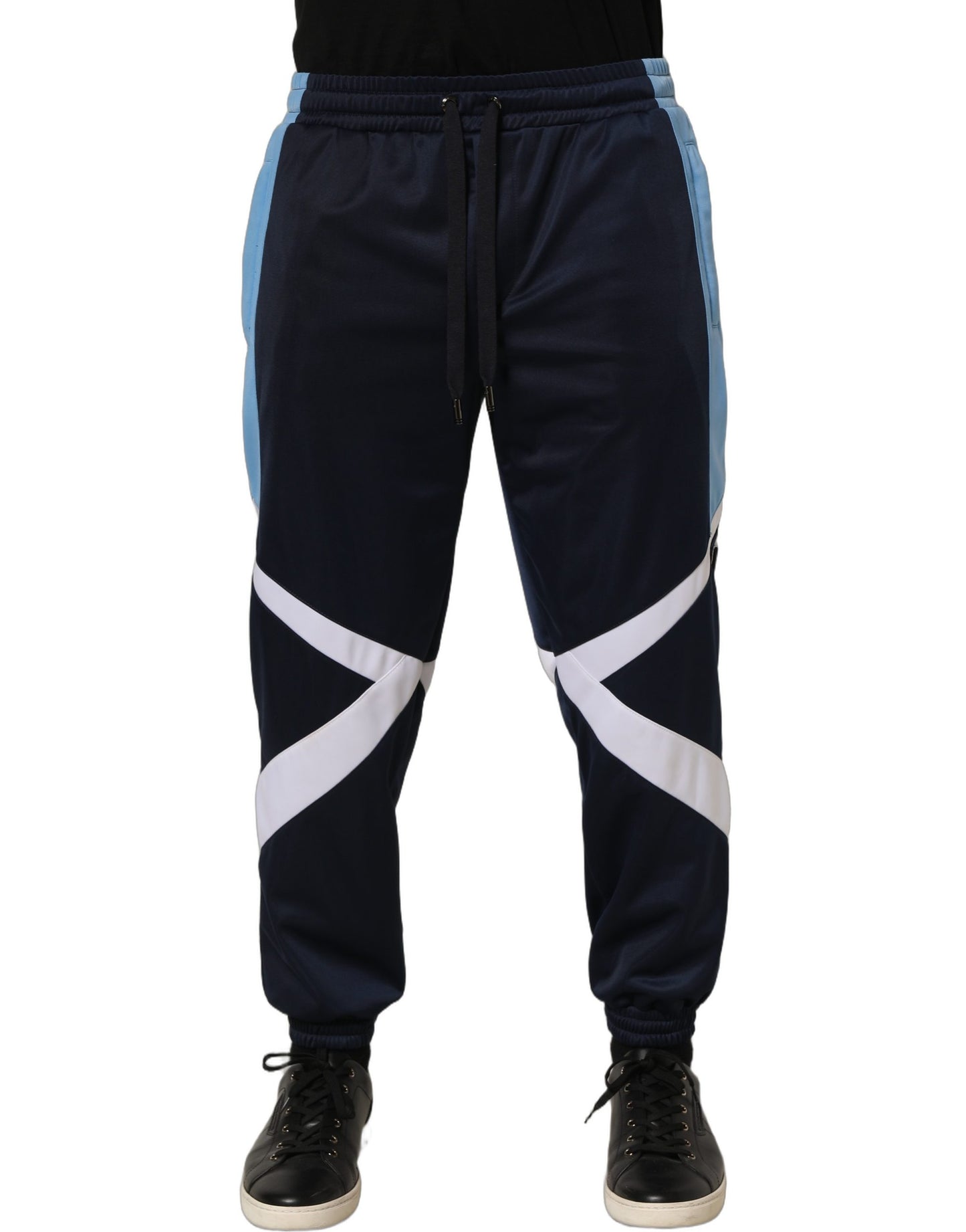 Blue White Drawstring Jogger Sweatpants Pants