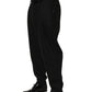 Black Pinstripe Wool Men Dress Trouser Pants