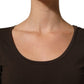 Brown Long Sleeves Round Neck Top