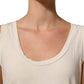 Beige Viscose Sleeveless Round Neck Women Tank Top