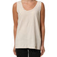 Beige Viscose Sleeveless Round Neck Women Tank Top