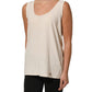 Beige Viscose Sleeveless Round Neck Women Tank Top