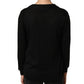 Black Silk Long Sleeves Draped Blouse Top