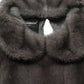 Dark Gray Mink Fur Round Collar Blouse Top
