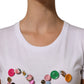 White DG Logo Embellished Round Neck T-shirt
