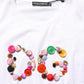 White DG Logo Embellished Round Neck T-shirt