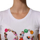 White DG Logo Embellished Round Neck T-shirt